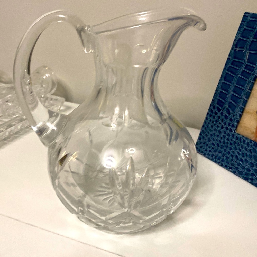 Stunning heavy Lead crystal pitcher unknown maker